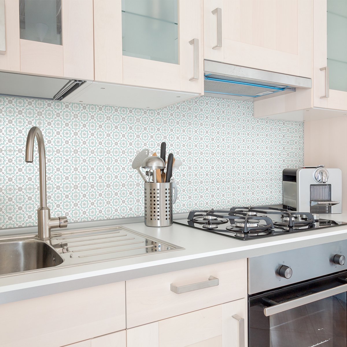 Ambiance Sticker Zelfklevende tegelmuurstickers voor keuken en badkamer - 30 cementtegelstickers, Azulejos Emilia-stijl - 30 stickers, 15x15 cm Multi color