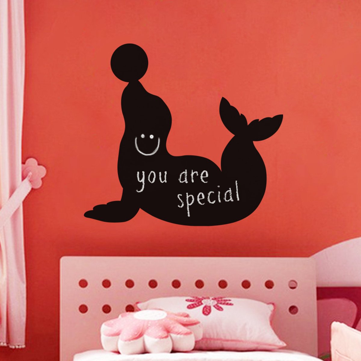 Ambiance Sticker Schoolbordsticker - uitwisbare zelfklevende muurstickers - Zeehond Silhouet - 40x45cm Multi color