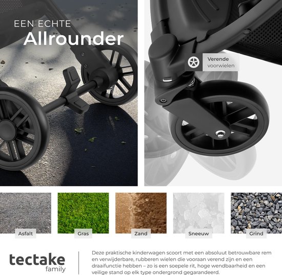 tectake® - Buggy kinderwagen Finn - Lichtgewicht plooibuggy - Inklapbaar en met opvouwbare kap - Draagkracht 15kg - Grijs van TecTake — afbeelding 3