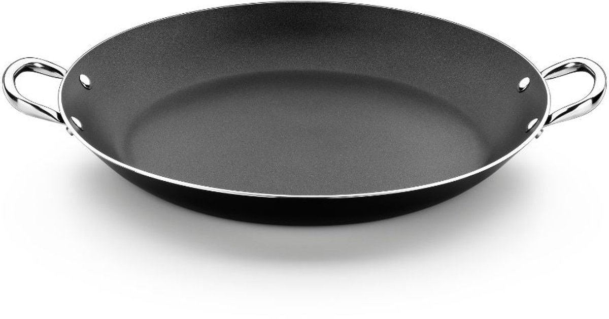 MONIX Resistent Plus | Aluminium paellapan van 30 cm met antiaanbaklaag, geschikt voor alle soorten fornuizen, inclusief inductie