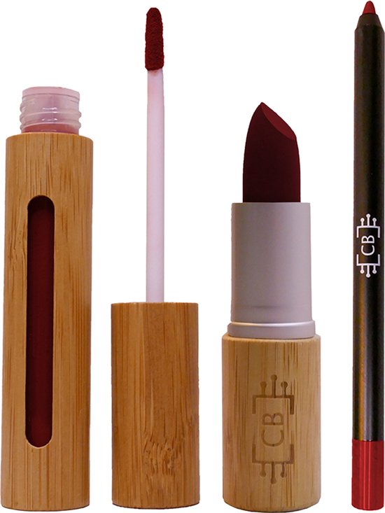 Cosm.Ethics Bar Lipstick Set Matte - Donker Rood - Duurzaam vegan