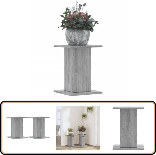 VidaXL Plantenstandaards – 2 Stuks, 15x15x20 Cm – Bewerkt Hout, Wit – Hol Ontwerp, Te Vullen Met Zand – Draagkracht 50 Kg Per Stuk