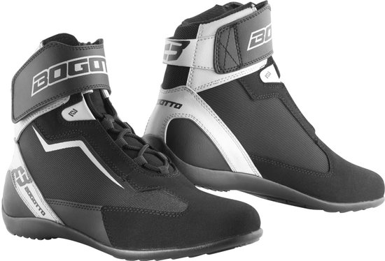 Chaussures de moto Bogotto Mix District Wit Zwart - Taille 44 - Botte