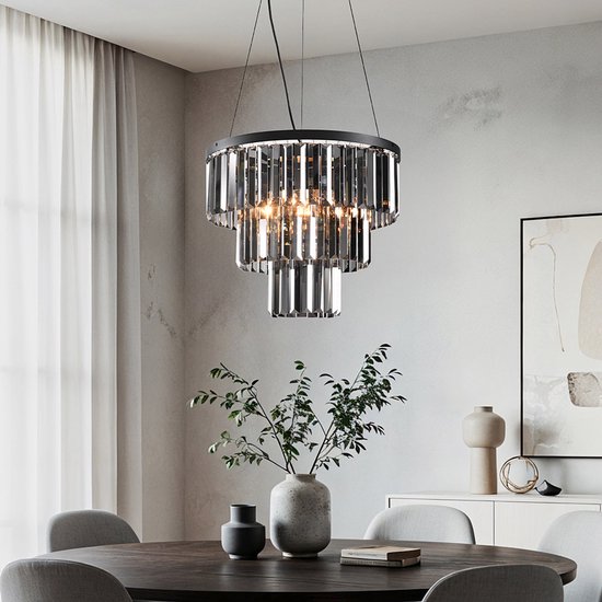 Lampe à suspension noire Luxe - Cristal