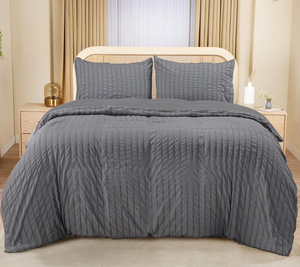 My Ninki ® Elegant en Comfortabel Dekbedovertrek Set van 200x200 cm met Kussenslopen in Grijs