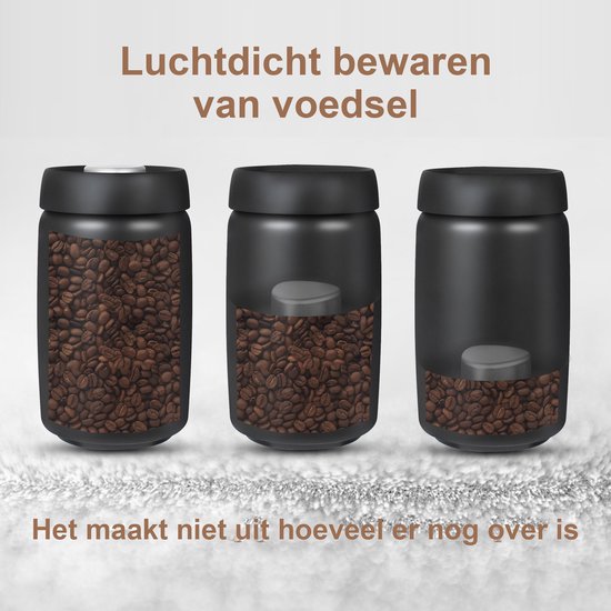 Boîte de conservation Café vide brevetée de Premium - Bocal hermétique de 1 200 ml avec pompe à vide manuelle - Préserve la fraîcheur des Grains de café et du Café moulu - Design moderne et élégant