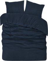 DoubleDry Dekbedovertrek Flanel 100% Zacht Katoen - Lits Jumeaux 240x200/220 cm + 2 Kussenslopen - Ademend & Huidvriendelijk - Blauw