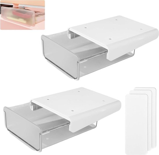Multifunctionele Opberglades 2 Stuks Zelfklevende Schuiflades Voor Onder Het Bureau - Creatieve Bureausticker ABS PET Lade Met Stickers