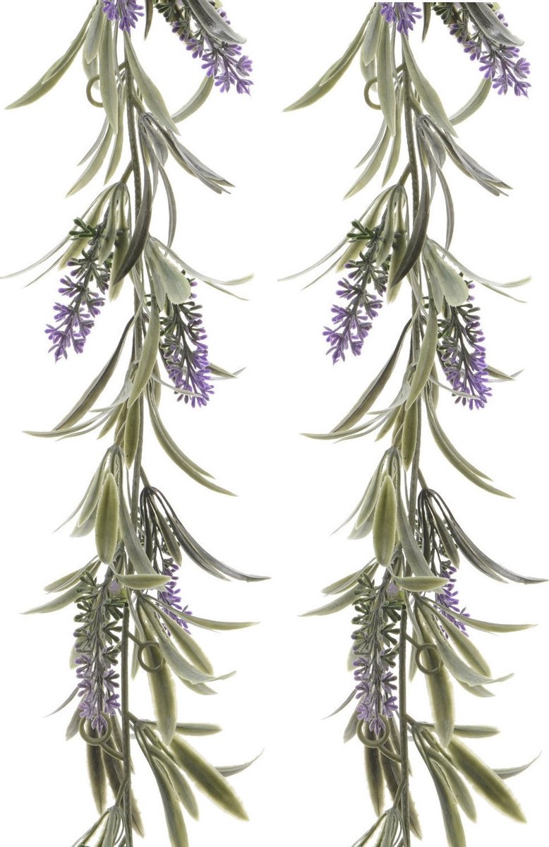 Decoris Lavendel Bloemen slinger - 2x stuks - Paars - kunstplanten - 80 cm- Kunstplanten/kunsttakken