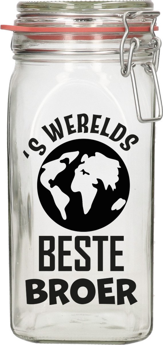 Bellatio Decorations Cadeau voorraadpot/snoeppot - broer - glas - 12 x 7 cm - 1,5 liter