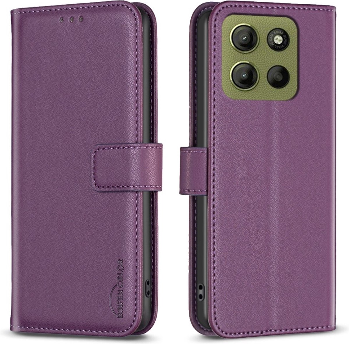 BINFEN Hoesje - Geschikt voor Motorola Moto G15 / G15 Power Hoesje - BINFEN Book Case - Paars