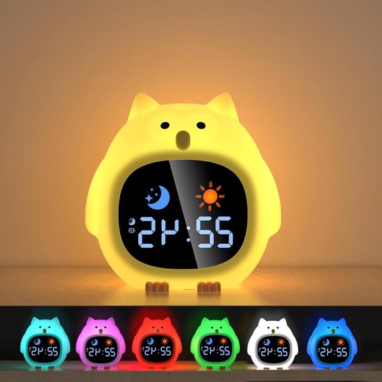 7 kleuren nachtlampje digitale wekker voor kinderen educatief