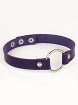 KIMU® Choker Donkerpaars Ring - Pu Leer Collar Ketting Halsband Paars Halloween