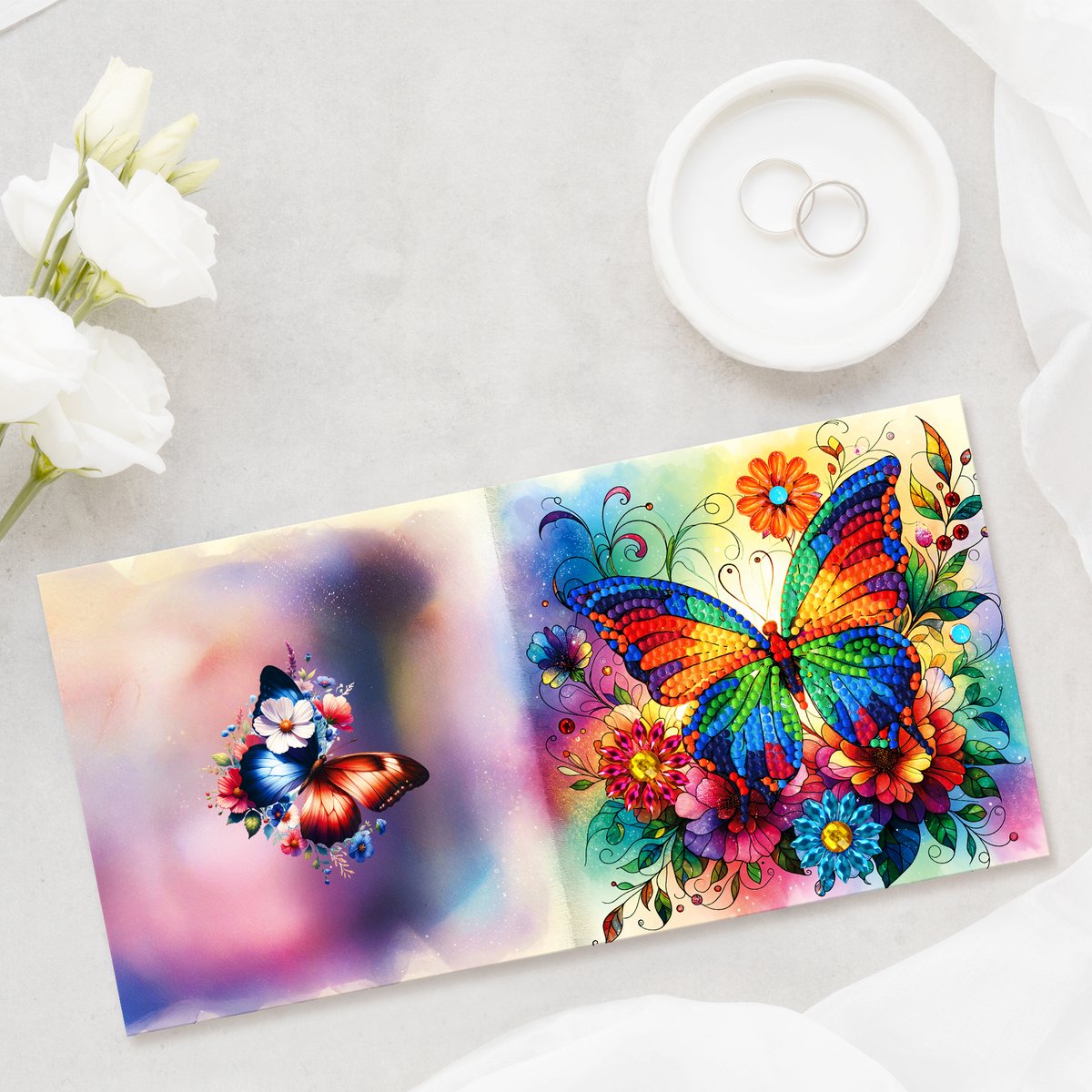 Adorzy Diamond Painting Kaarten – 12 Wenskaarten met envelop - Diamond Painting Volwassenen – Diamond Painting Volledig Pakket — afbeelding 8