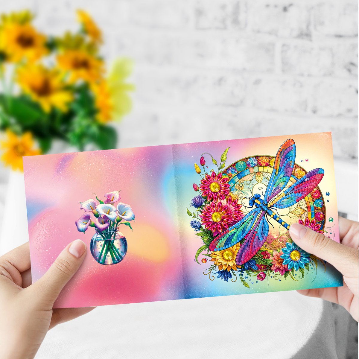 Adorzy Diamond Painting Kaarten – 12 Wenskaarten met envelop - Diamond Painting Volwassenen – Diamond Painting Volledig Pakket — afbeelding 11