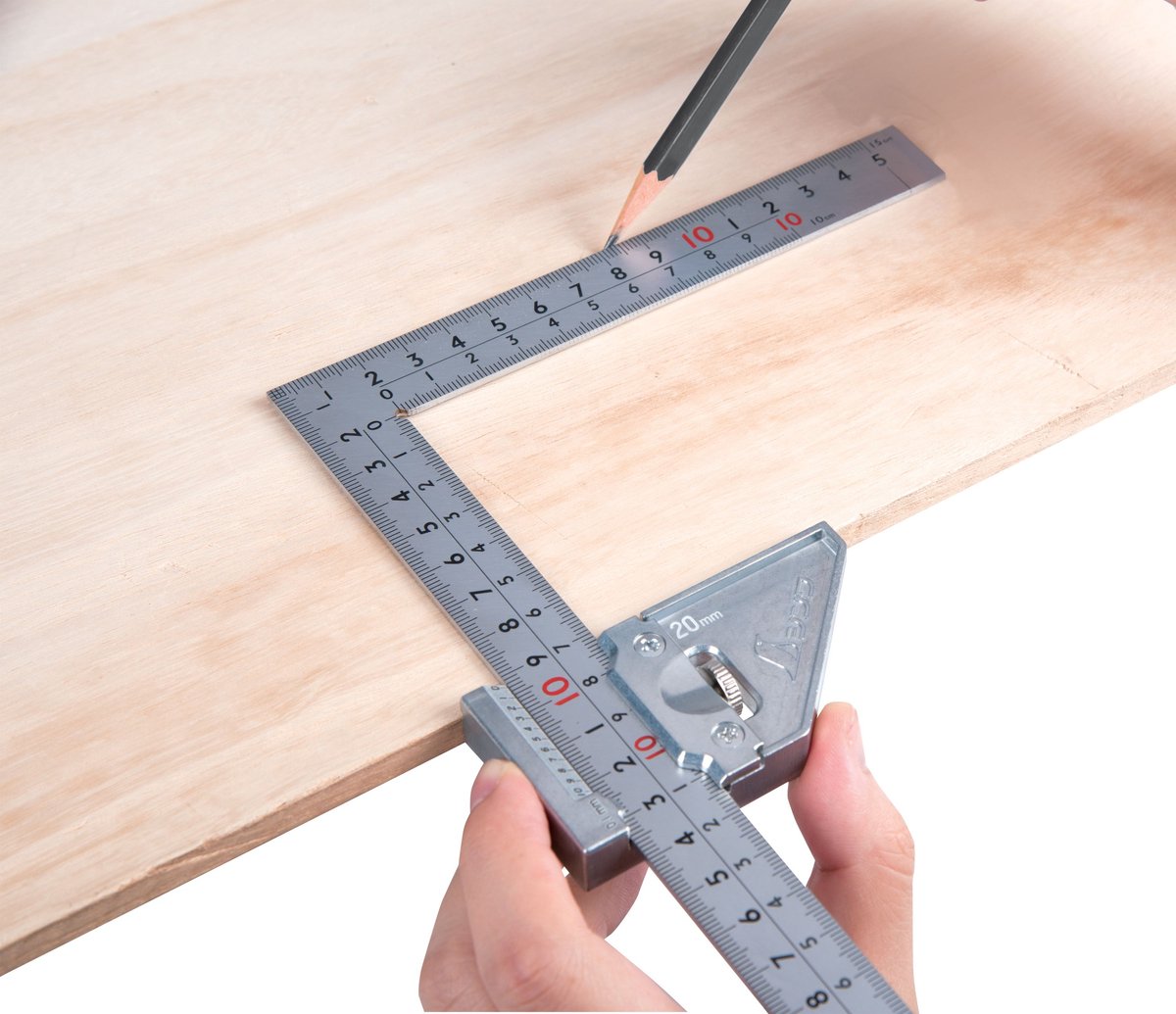 Shinwa Timmermanshoek 30x15 cm (12486), inclusief metalen stopper