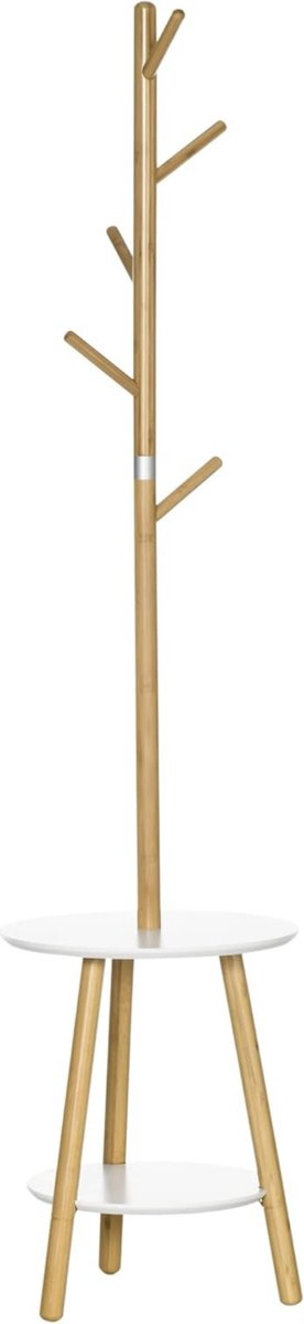 VELTRR® Kapstok Staand - Garderoberek - Kledingrek Haken- Industrieel - Wit met Bruin
