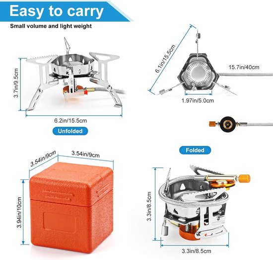 3500W Draagbare Winddicht Camping Gasfornuis - ideaal voor reizen en trekking - 1 stuk - zwart - aluminium — afbeelding 5
