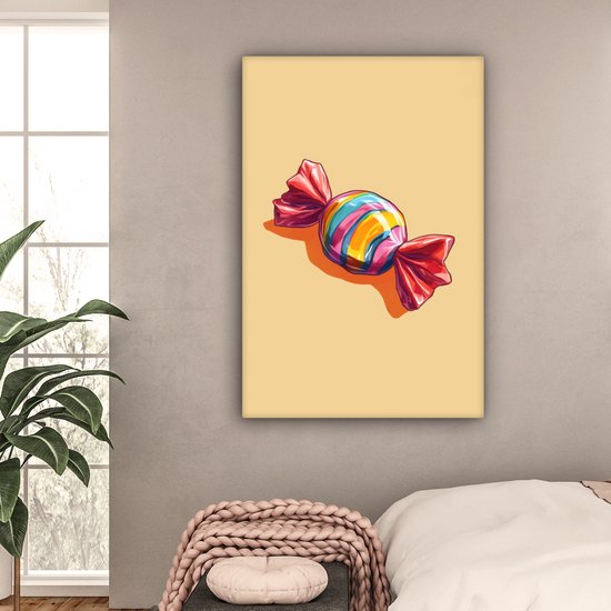 Tableau sur toile 80x120 cm - Décoration murale Jaune - Snoep - Couleur - Décoration murale murale salon - Décoration chambre - Accessoires chambre - Peintures sur toile