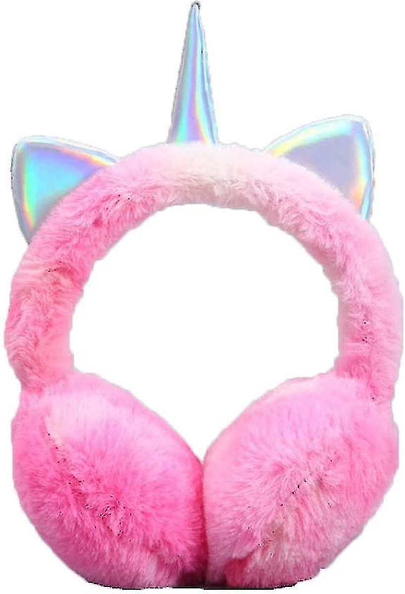 Scoby - Oorwarmer - Pluche oorwarmers - Kinderoorwarmer - Earmuffs - Met Oortjes - Unicorn - Roze