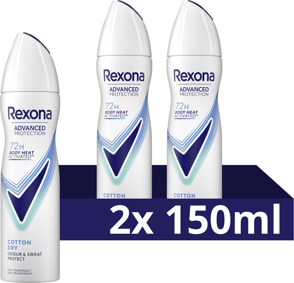 Goedkoopste Rexona Women Advanced Protection Anti-Transpirant Spray - Cotton Dry - 2 x 150 ml - Voordeelverpakking
