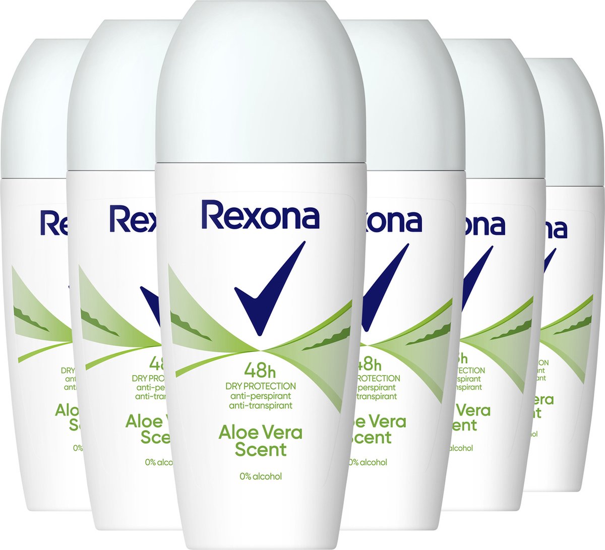 Bol.com Rexona - Anti-Transpirant Roller - Women Dry Protection - Aloë Vera - 6 x 50 ml - Voordeelverpakking aanbieding