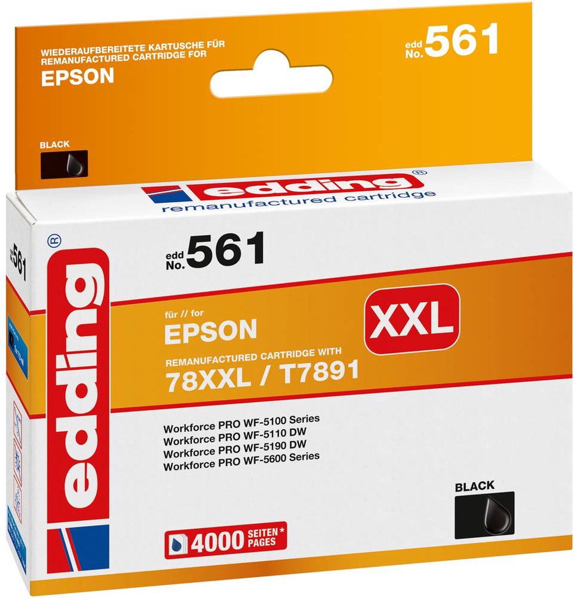 Edding Inktcartridge vervangt Epson 78XXL, T7891 Compatibel Zwart EDD-561 18-561