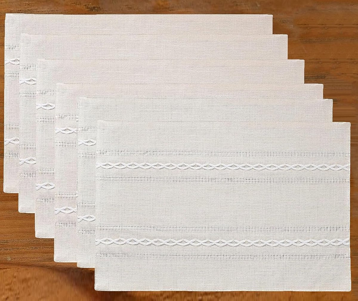 Placemat, set van 6, afwasbaar, 35 x 48 cm, wasmachinebestendig, beige stof, katoenen linnen placemats voor tafel, keuken, eten (beige)