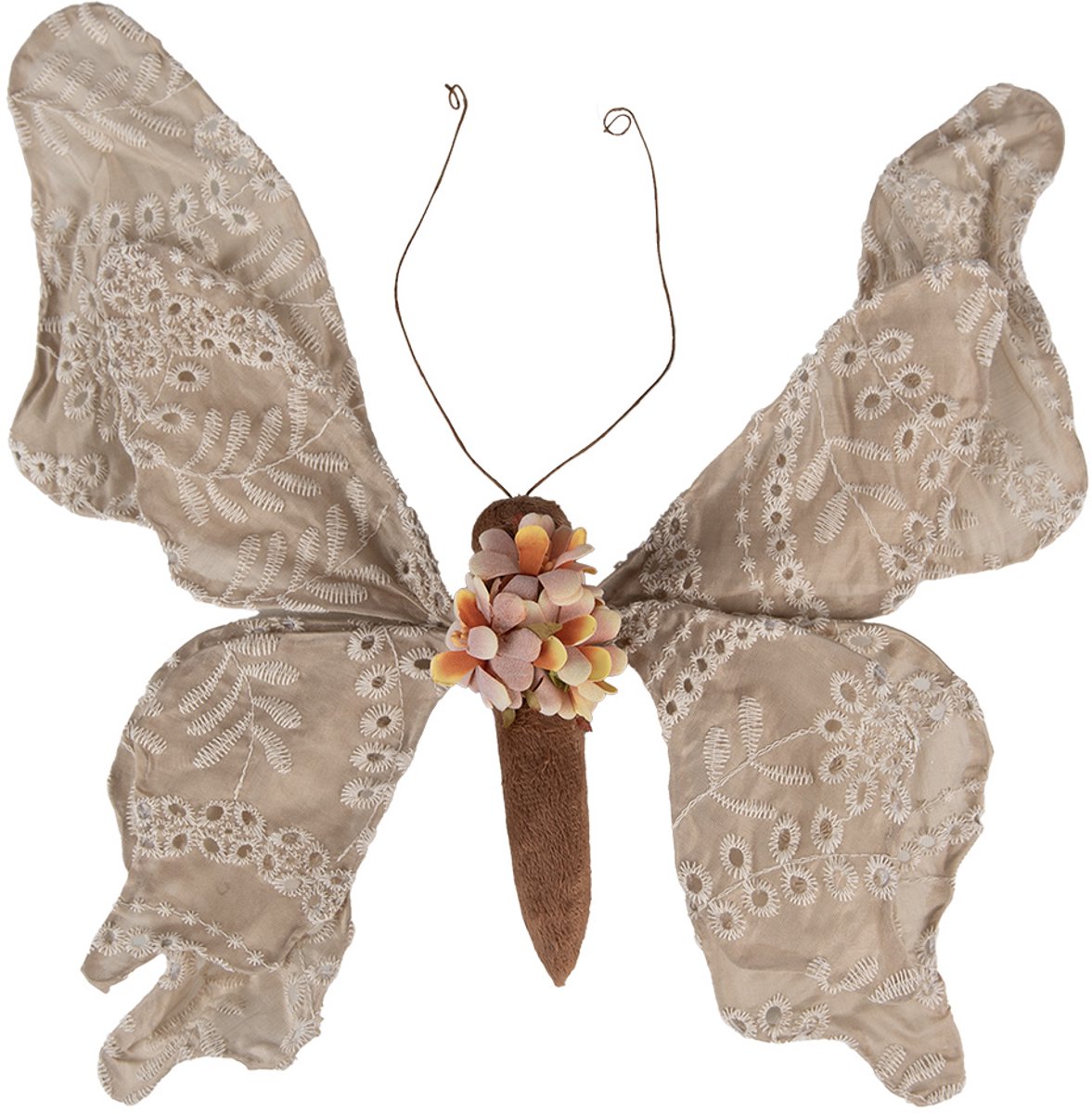 Decoratie Vlinder 33x6x31 cm Beige Synthetisch