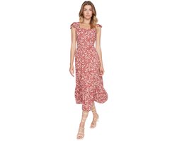 Trendyol Lila Bloemenprint Vierkante Kraag A-Lijn Viscose Midi Geweven Jurk Twoss20El3331