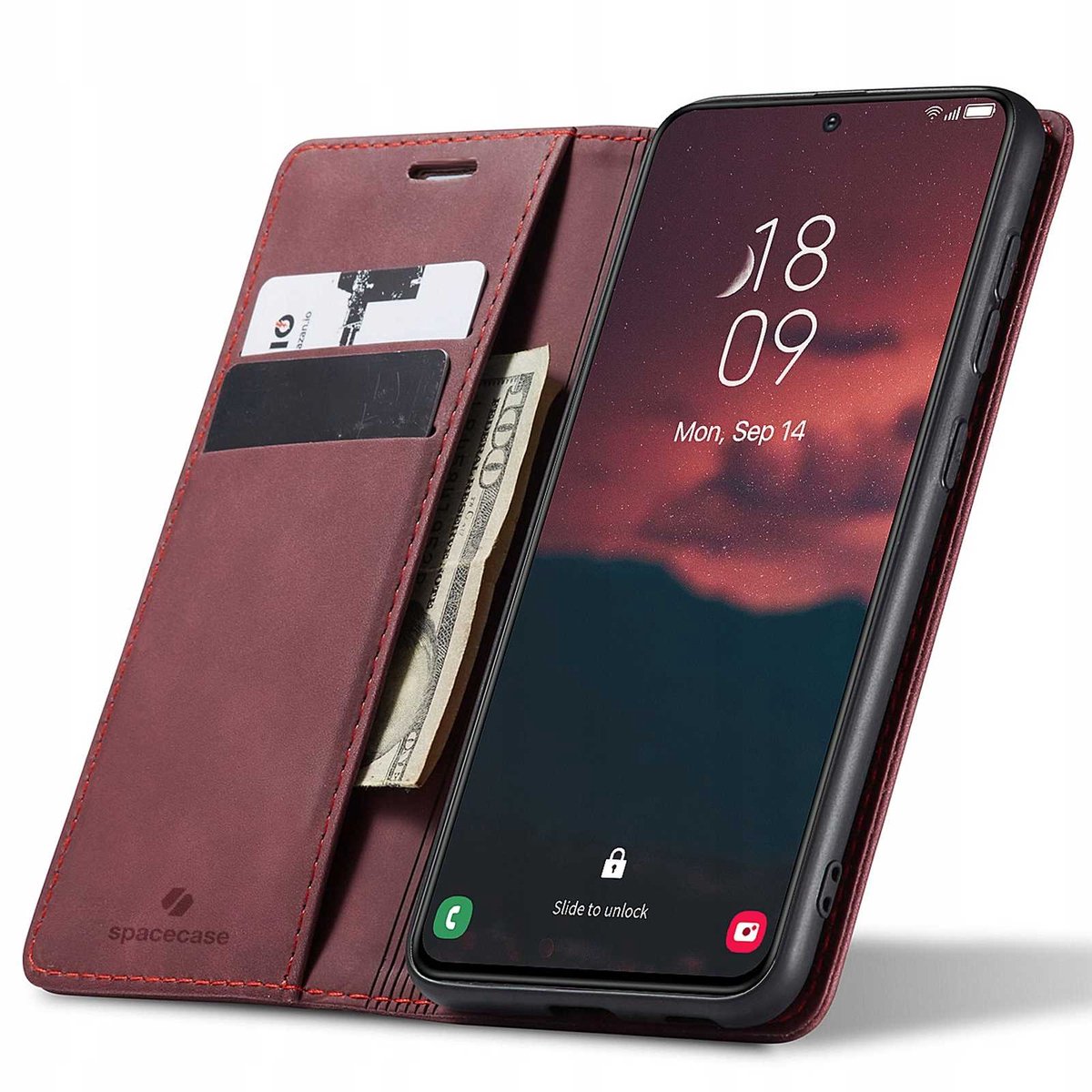 Spacecase Case Wallet Cover Voor Samsung Galaxy S23+ Rood