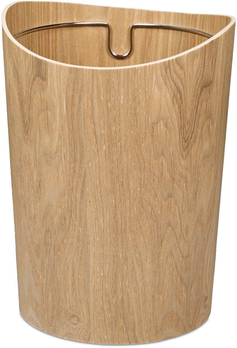 papierbak 9 l - met afvalzakhouder - houtlook - 30 x 23 cm - lichtbruin