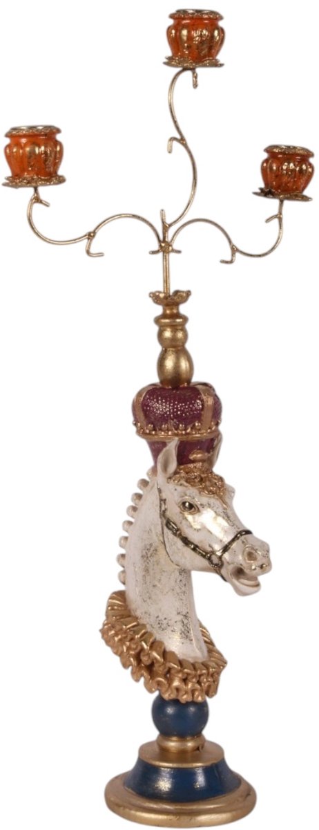 Baroque Kandelaar - Kandelaar Paard 55 cm - Resin - Multi - 55x16 cm - Polyresin Mixed