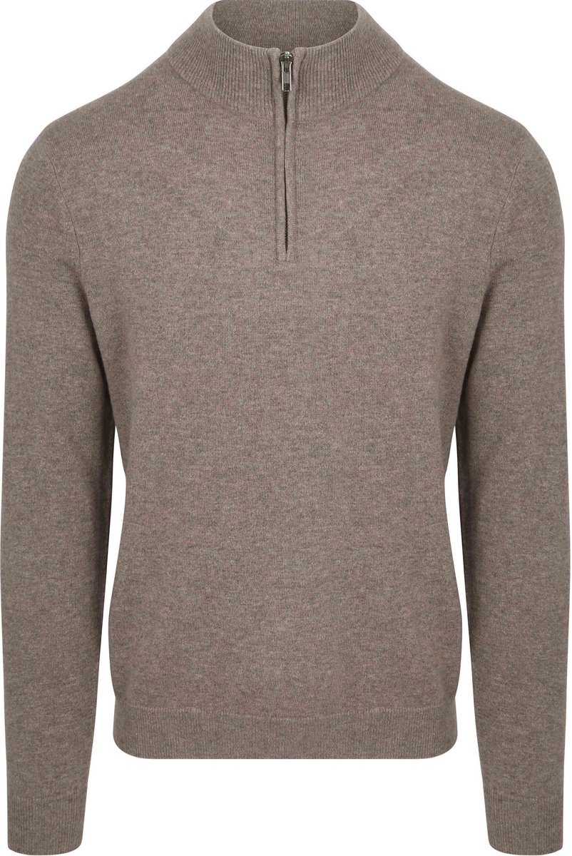 Steppin' Out Half Zip Trui Merinowol Taupe - Maat 3XL - Heren - Pullovers