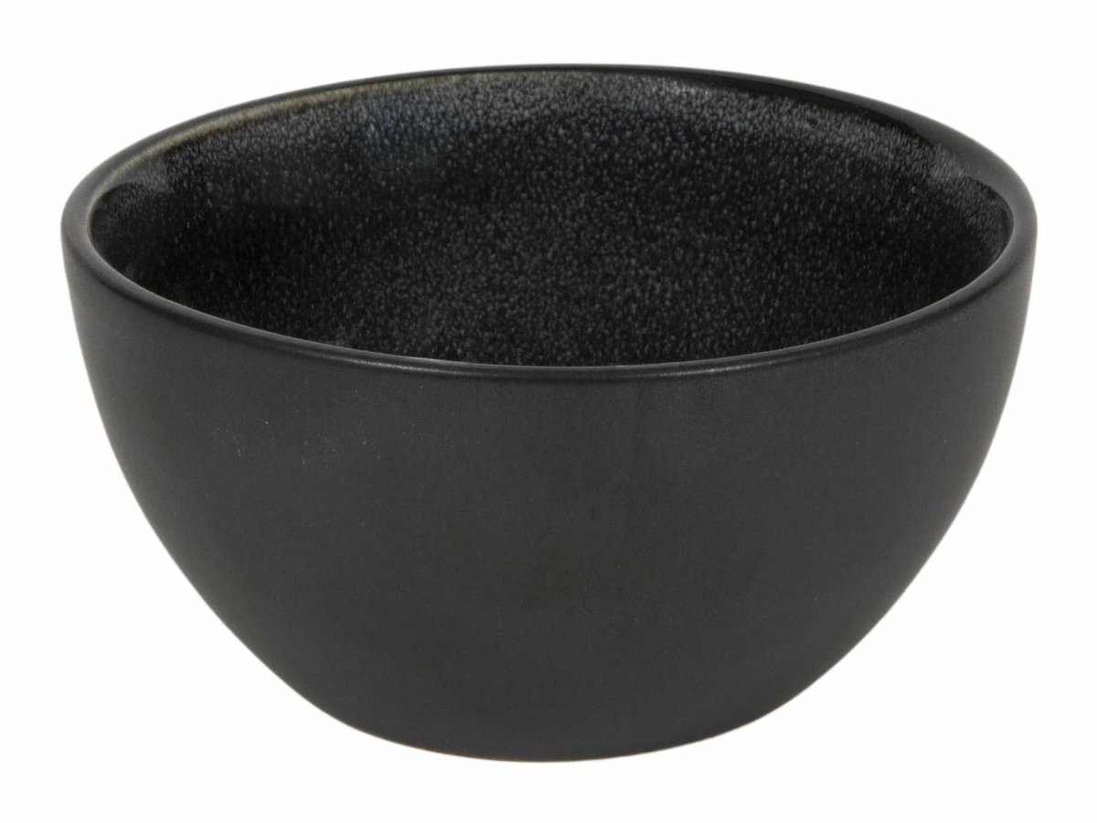 Bellatio Design Kommetje/serveer schaaltje Samos - antraciet/zwart - 1x - ontbijt/hapjes - keramiek - stapelbaar - 12 x 6 cm - Soepkommen
