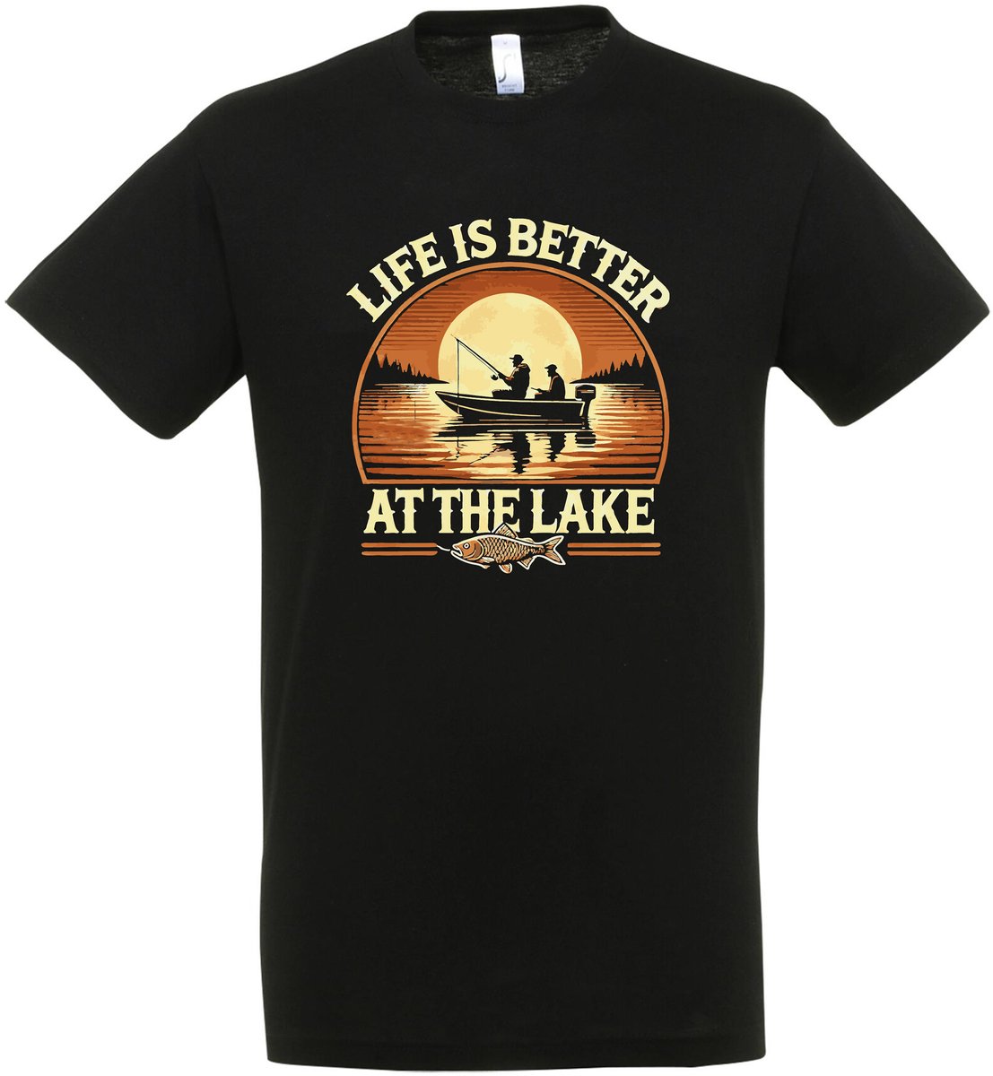 Life Is Better At The Lake T-shirt - Vis Hobby Cadeau T-shirt - Vissen - Vis T-shirt - Grappig Cadeau - Dames - Heren - Unisex - Tshirt Hengelsport - visspullen - Zwart - Fishing - Hobby - Maat XL