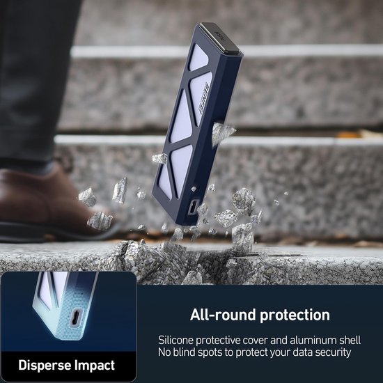 BENFEI M.2 NVME SSD behuizing, USB C (10Gbps) naar NVME adapter met Stootbescherming, Geschikt voor NVME M en B&M toetsen 2230/2242/2260/2280