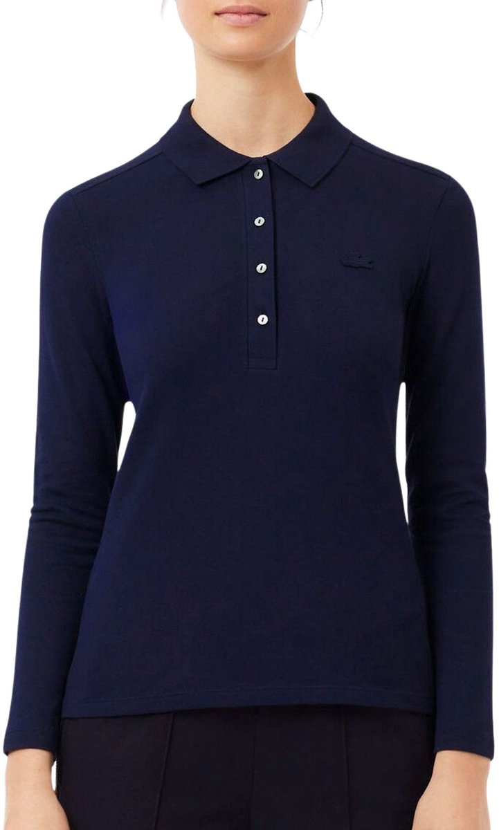 Lacoste Stretch Mini Piqué Polo Dames Blauw