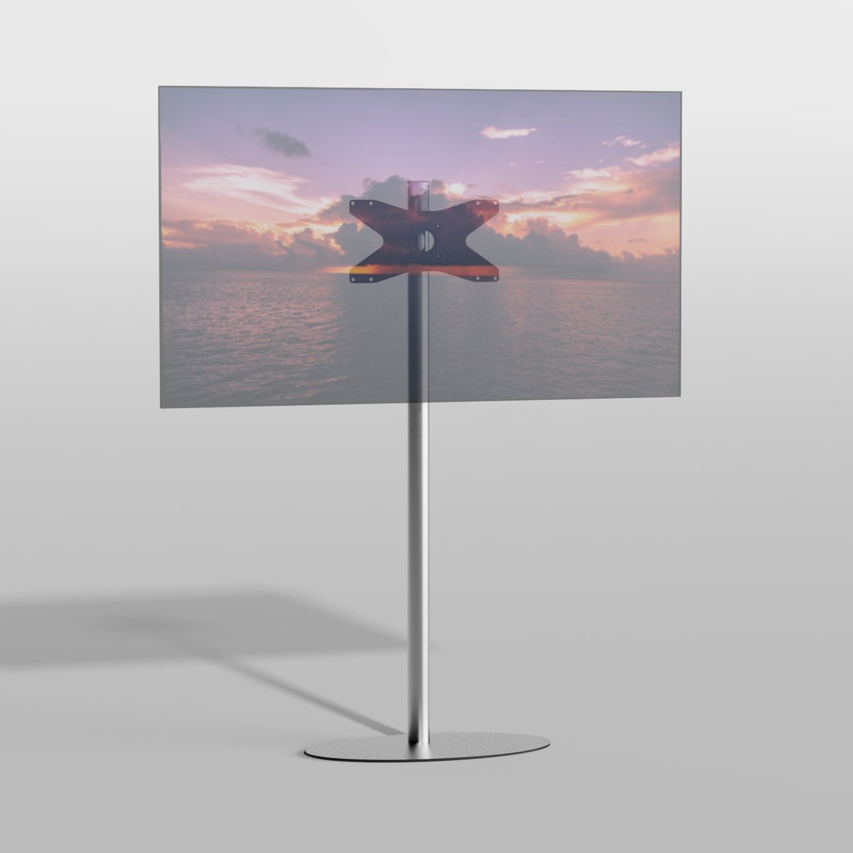 Cavus TV Vloerstatief ELLIPS 150 – geborsteld RVS - hoogte 150cm - VESA 400x200