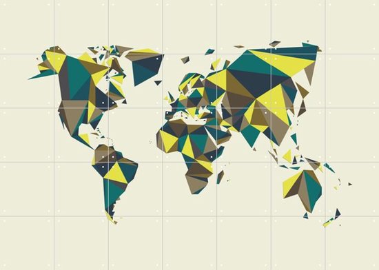 Carte du monde IXXI 3D Printemps, Art in Map - 140 x 100 cm - Support de suspension gratuit - Grande décoration murale et posters - Abstrait, Illustrations, Art numérique