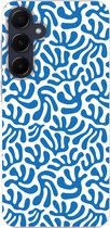 Coque de téléphone compatible avec Samsung Galaxy A55 - Motif corail - Wit - Blauw - Été - Siliconen Coque de téléphone Coque de téléphone