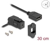 Bol.com Delock Keystone Module Mini DisplayPort panel mount female to DisplayPort female 45° angled with 30 cm cable 8K 30 Hz black aanbieding