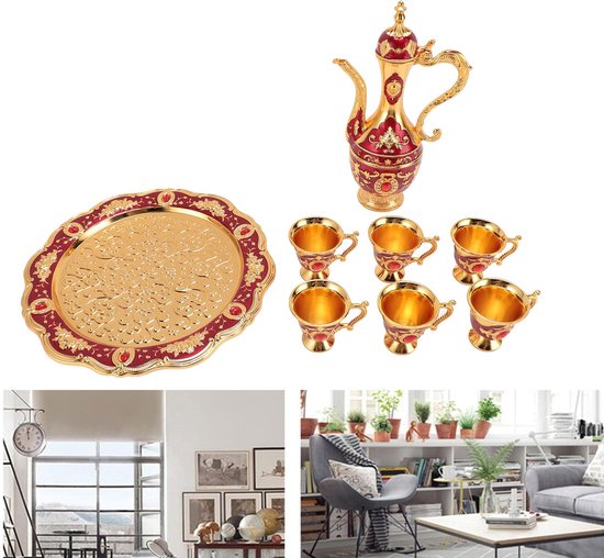 Sonew Vintage Turkse Koffiepottenset - Zinklegering, Elegant
