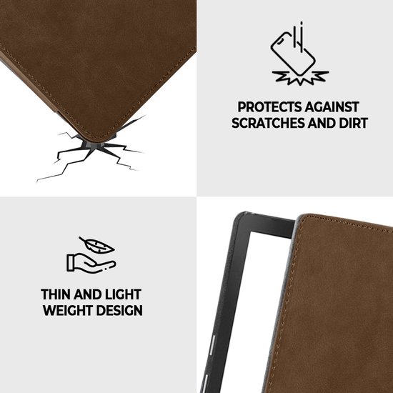 Lunso Geschikt voor Kobo Aura H20 Edition 2 hoes (6.8 inch) - Leren sleepcover - Coffee - (niet voor de Kobo Aura edition 2) van Merkloos — afbeelding 4