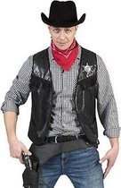 Funny Fashion - Cowboy & Cowgirl Kostuum - Cowboy Knallen Maar Vest Zwart Man - Zwart - Maat 48-50 - Carnavalskleding - Verkleedkleding