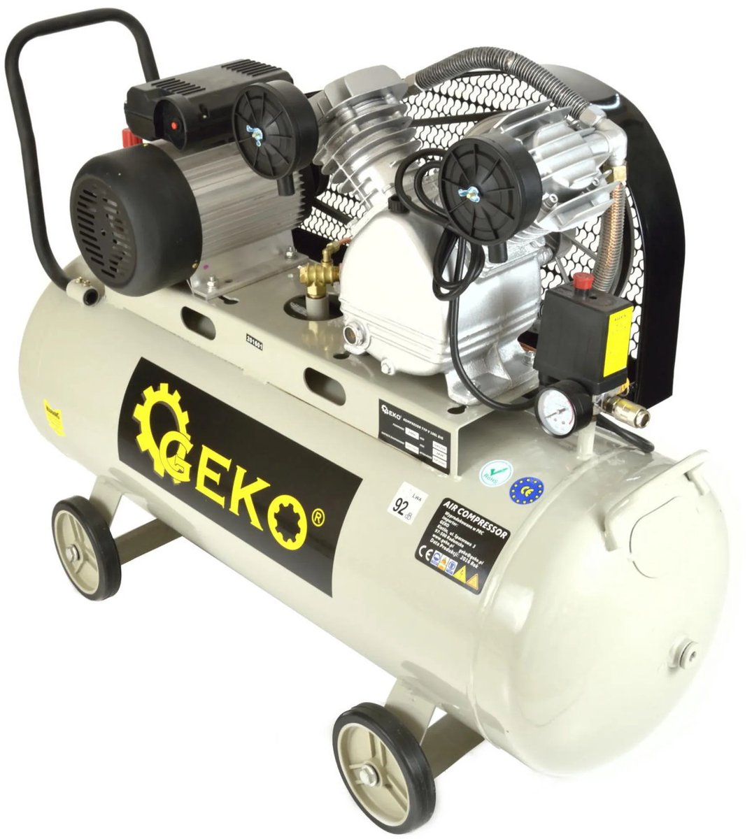 GEKO 100L luchtcompressor - V-Twin - 9 bar - 390 L/min - robuust ontwerp