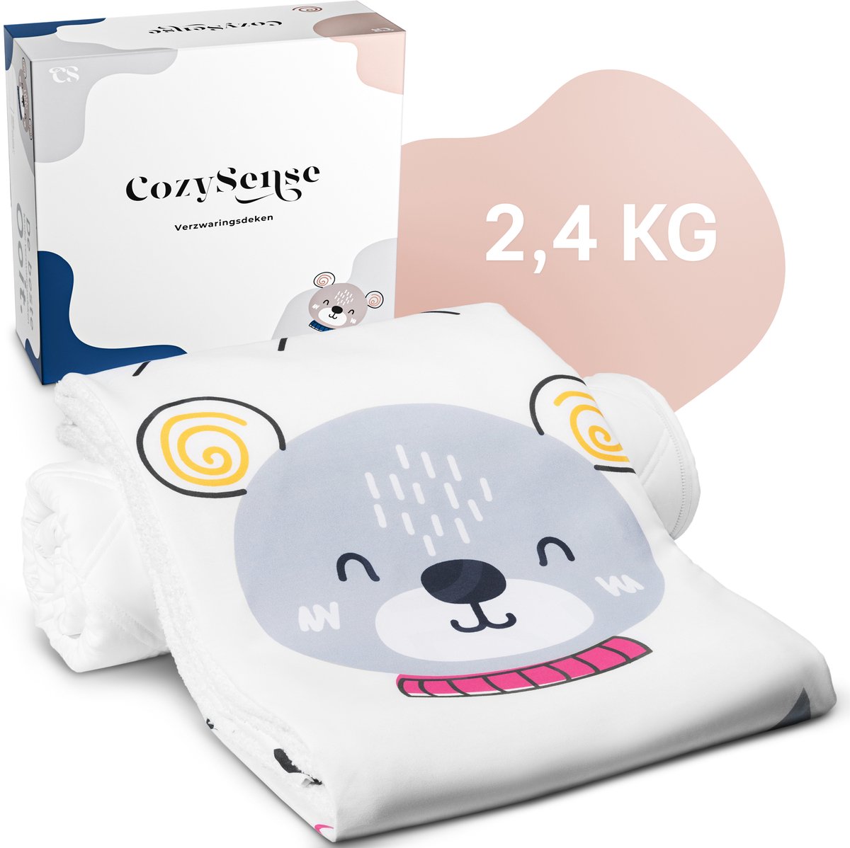 CozySense® Verzwaringsdeken Kind 2,4 kg - Weighted Blanket - Zwaartedeken met GLASS-Flow® Drukverdeling - Wasbare Hoes - Hypoallergeen - Voor Meisjes