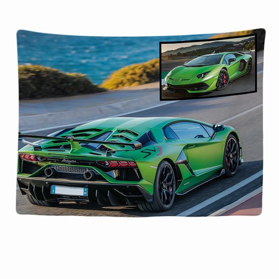 Ulticool - Bugatti Auto - Tapisserie - 200x150 cm - Groot tapisserie - Affiche - Vert