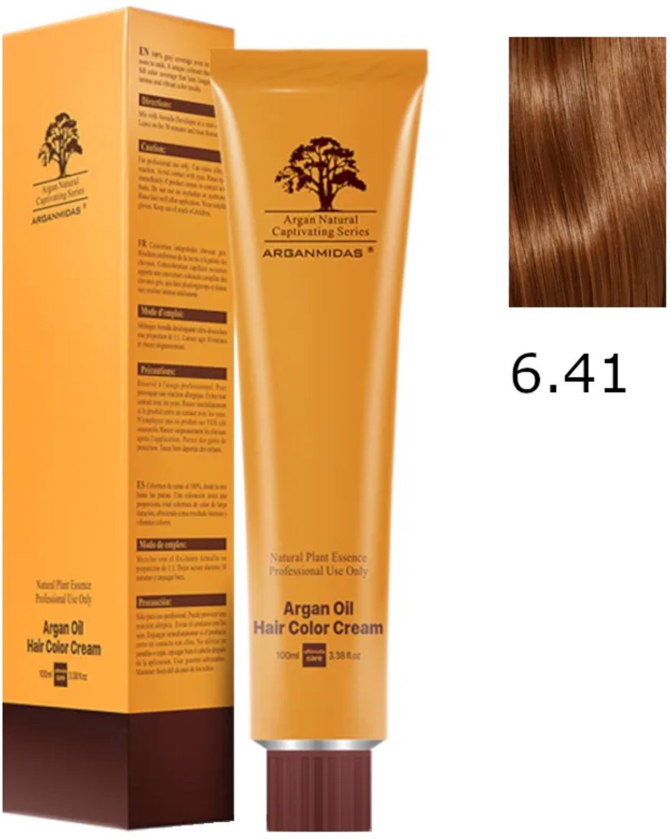 Arganmidas Marokkaanse Arganolie Haarkleur Crème 6.41 / Haarkleur Donker As Koper Blond 100 ml