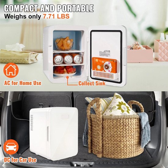 Mini Koelkast - Minibar - Compacte Koel- en Verwarmingsfunctie - 9V - 220V - Voor Kantoor - Kamer en Slaapzaal - Wit van Ardes — afbeelding 5